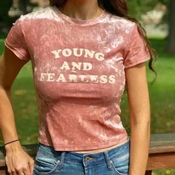 H&M Young and Fearless Pink Crushed Velvet crop Top medium Y2K velour - Picture 2 of 8